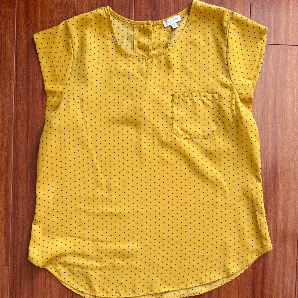 Lily White Yellow Blouse with Black Dots